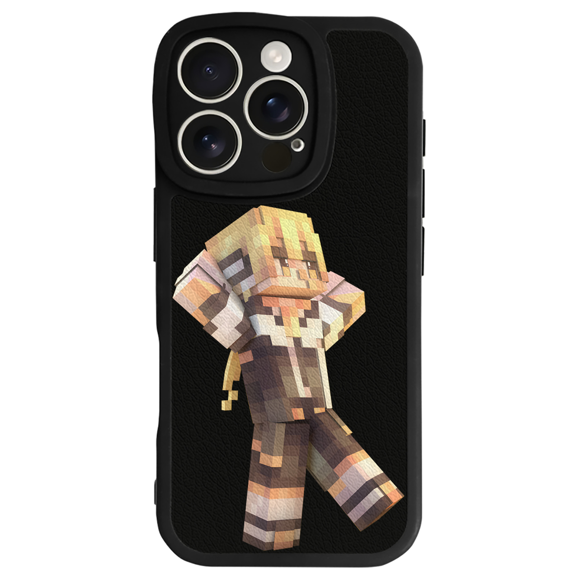 （画像用） マインクラフト ブロックの世界 Minecraft MC Block world 【iPhone 16シリーズ対応】シリコンスマホケース（レザー調） 材質：シリコン